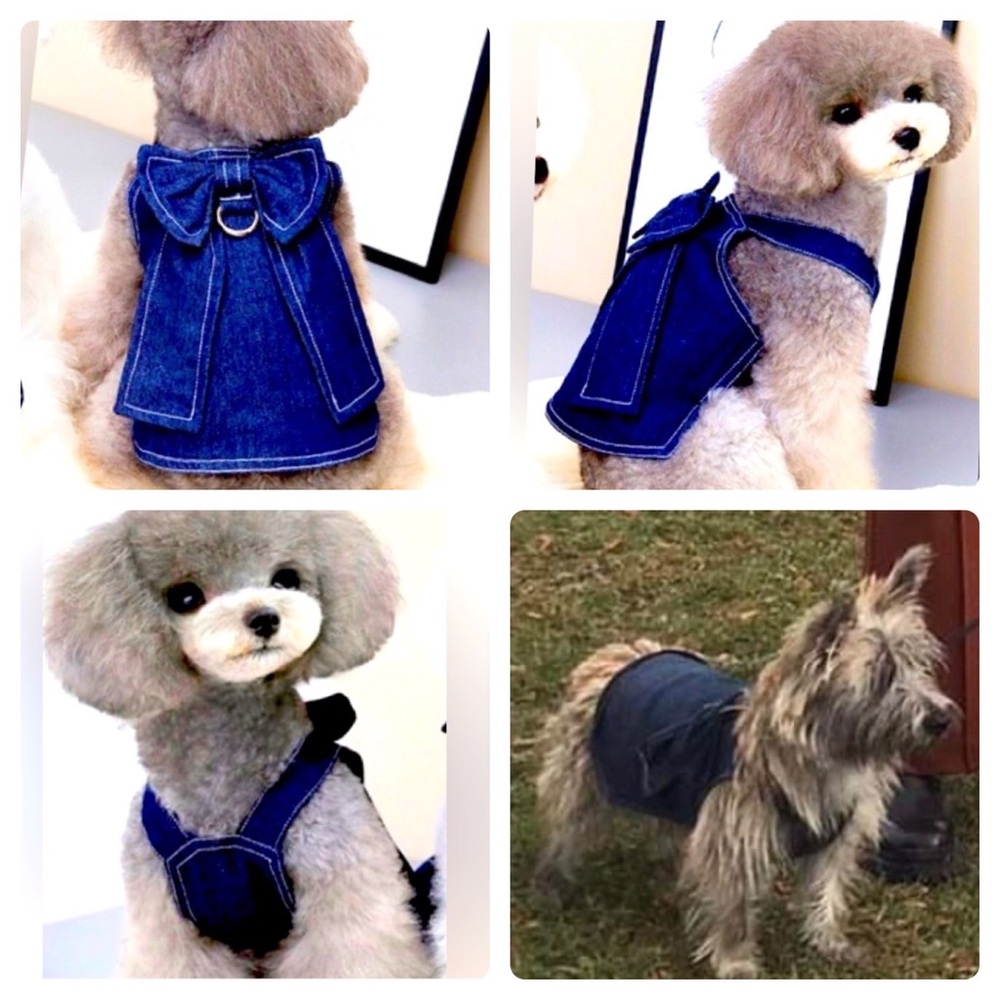 Luxury Denim Dog Harness Vest XXL Fits 13-22 lbs Leash Clip D-Ring